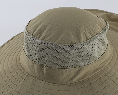Image of Home Prefer Outdoor UPF50+ Mesh Sun Hat Wide Brim Fishing Hat with Neck Flap