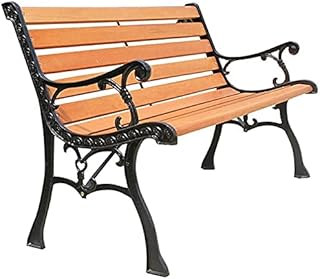 Banco de jardim ao ar livre, banco de pátio, banco de parque ao ar livre, banco de jardim de 49 pol, banco de terraço, assento duplo externo, assento de ferro para pátio, formiga resistente