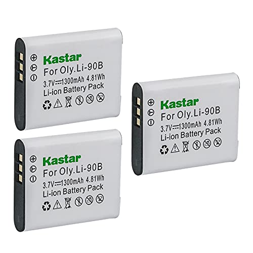 Kastar Battery (3-Pack) for Olympus LI-90B, LI-92B, UC-90 Work with Olympus SH-1, SH-50 iHS, SH-60, SP-100, SP-100EE, Tough TG-1 iHS, Tough TG-2 iHS, Tough TG-3, XZ-2 iHS Cameras