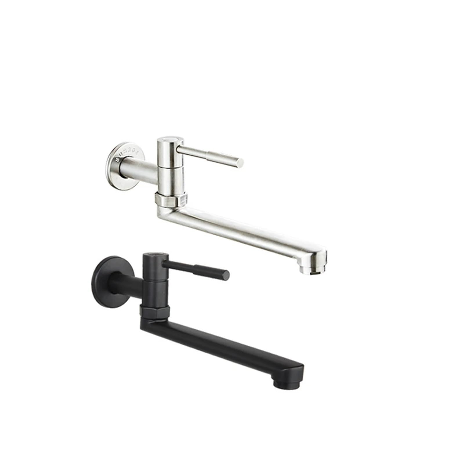 Grifo de lavadora de pared G1/2 negro alargado para agua fría de acero