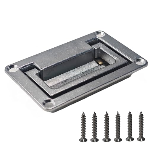 Image of Recessed Pull Handle, Heavy Duty Hatch Pull Handle Container Handle, Silver Zinc Alloy Flush Pull Handles for Toolbox, Deck Hatch, Drawer Access, 3.7 inchx2.4 inch