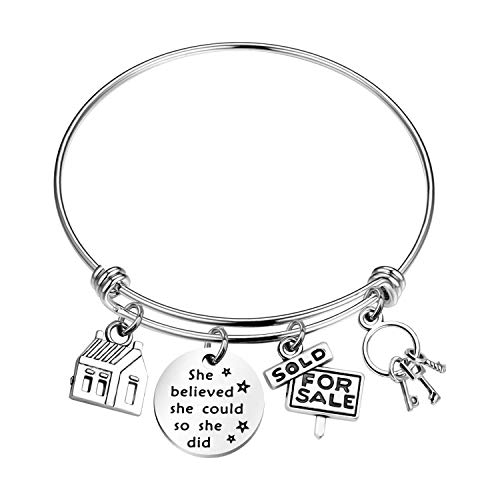 CHOORO Real Estate Agent Charm Bangle Realtor Jewelry Gift She Believed She Could New Home Gift