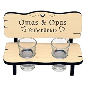 Geschenkissimo Omas und Opas Ruhebänkle – die originelle Schnapsbank mit 2 Gläsern für Großeltern – beliebte Oma und Opa…
