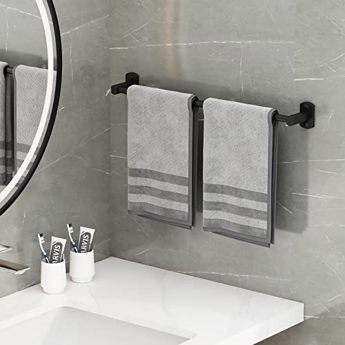 Porte-serviettes mural noir mat 40 cm pour salle de bain - 2