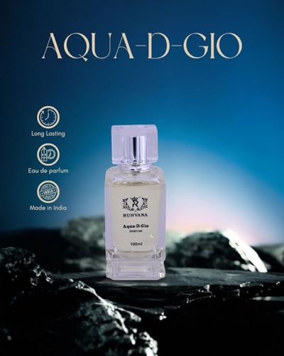 Image of Ruhvana's Aqua-D-Gio Perfume Spray for Men - 100ml Aquatic Aromatic Long-Lasting Fragrance|Apparel Parfum|Bergamot, Patchouli And Rosemary| Ambery & Musky| Perfect For Gift|Eau De Pafum | Premium Long-Lasting Attar Perfume Oil for Daily & Special Use