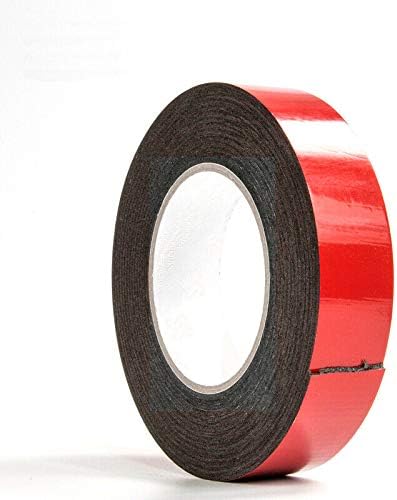 5 PCS Double Sided Foam Tape PE Red Film Black Sponge Tape Waterproof Mounting Adhesive Tape Roll for Phone Display, Camera Cover, Auto, Decoration Strip, Paper, etc (45mm)