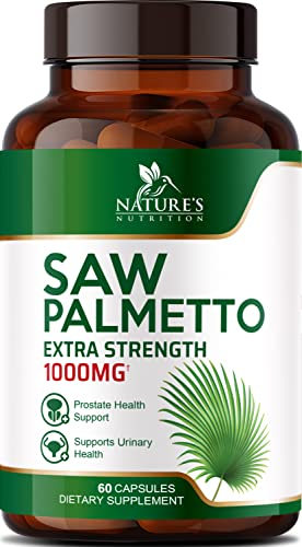 Saw Palmetto 1000mg - Premium Prostate Health Support Supplement for Men - Natural Saw Palmetto Powder Extract for Hair Growth Support - Extra Strength Saw Palmetto Berries, Non-GMO - 60 Capsules