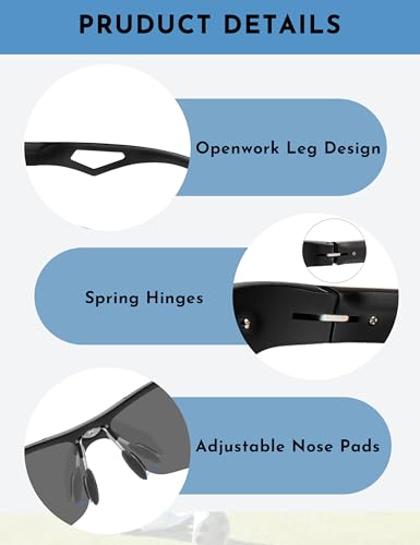 Image of BIRCEN Polarized Anti-Glare Sunglasses for Men: Lightweight Metal Wrap around Sun Glasses UV Protection for Driving Fishing
