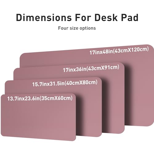 Image of Aothia Leather Desk Pad Protector, Mouse Pad, Office Mat, Non-Slip PU Leather Blotter, Laptop Pad, Waterproof Writing Pad for Office and Home (17 inchx48 inch, Dark Pink)
