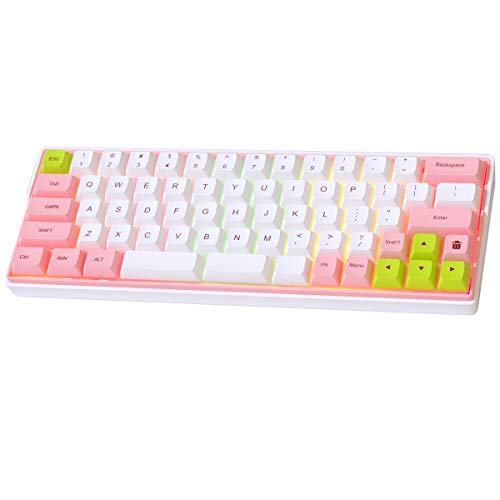KEMOVE Sakura 60% Mechanische Gaming-Tastatur Bluetooth 5.1 Kabellos/Verkabelte 64-66 Tasten Computer-Tastatur RGB Hot-Swap-fähige PBT-Tastenkappen 3000mAh Batterie Cover
