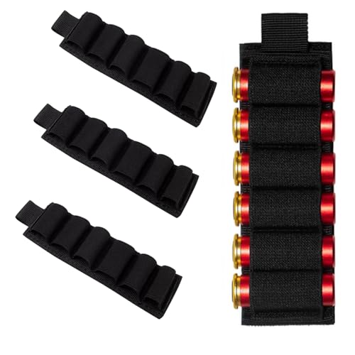 Thorn 4 Packs 6 Rounds Shotgun Shell Holder, Velcro Shotgun Shell Holder 12/20 Gauge, Esstac Shotgun Card, Rifle Ammo Holder, Gun Stock Ammo Holder, Shotgun Side Saddle, KSG Shotgun Accessories, Black
