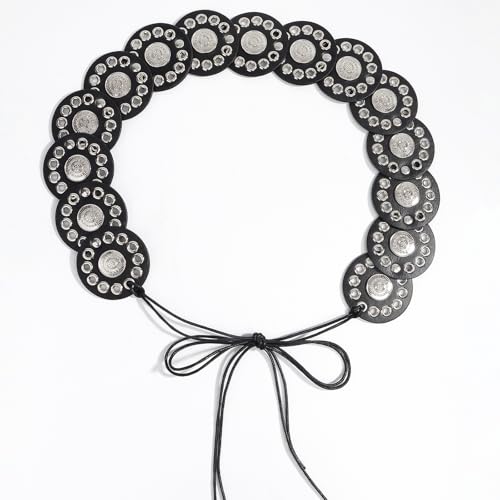 Wide PU Leather Disk Waist Belt For Women Adjustable Western Waistband With Large Eyelets For Evening Party 6