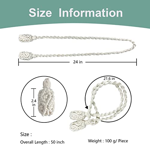 Curtain Tiebacks, 2 Pack Cotton Cord Curtain Ties Handmade Braided Curtain Holdbacks for Home Curtain Decorative Window Drape TieBacks - Image 7