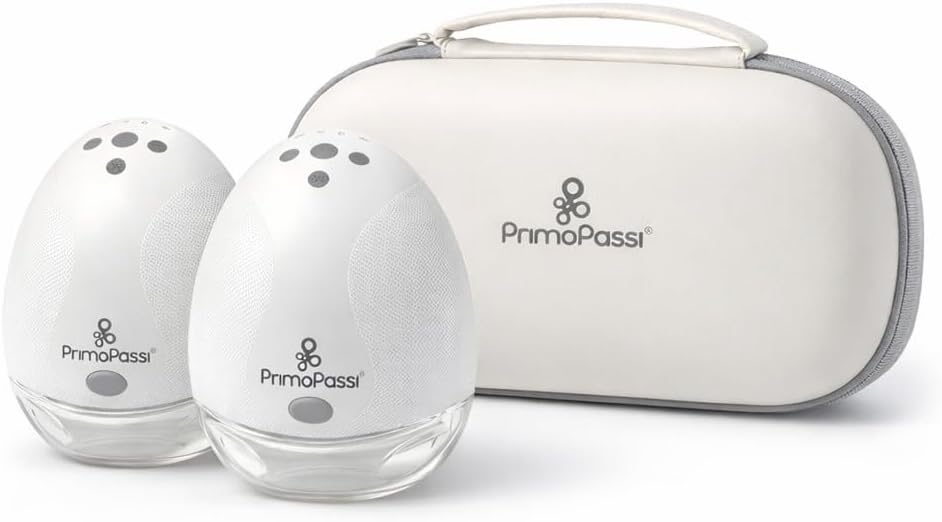 Primo Passi Double Wearable Breast Pump, Hands-Free Electric Breast Pump with Case, 4 Modes & 9 Levels, Quiet Rechargeable Portable Pump with Leak-Proof Design & LED Display