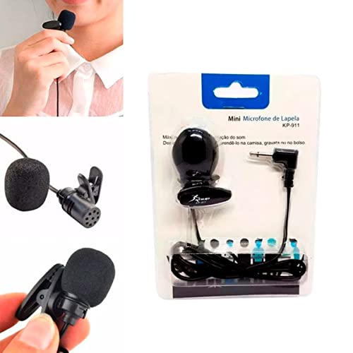 Mini Microfone Condensador de Lapela Profissional Portátil Compacto Universal 3.5mm Plug P2 Clipe De