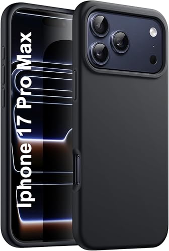 Image of Silicone Case for iPhone 17 Pro Max 6.9-Inch, Silky-Soft Touch Full-Body Protective Phone Case, Shockproof Back Cover for iPhone 17 Pro Max (Black)