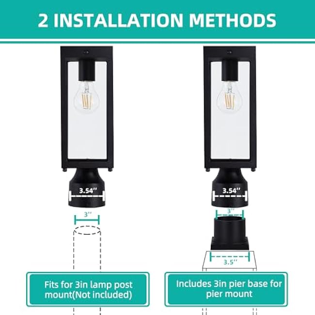 Solar Lamp Post Light Outdoor Waterproof,Dusk to Dawn Solar Post Light for Yard,Garden,Driveway and Patio,Matte Black,14.5