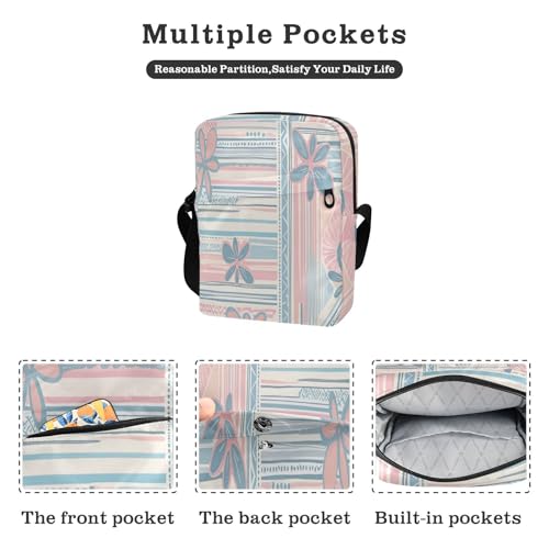 Boho Pink Blue Vintage Flowers small messenger bag for women Small Crossbody Bags Purse For Teens Adjustable Strap for Travel work2