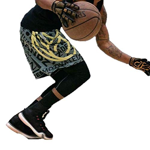 POWERHANDZ Workout Basketball Shorts with Character Print and 3 Design Options - Look Great for Your Game or Workout (XX-Large, Grey/Black)