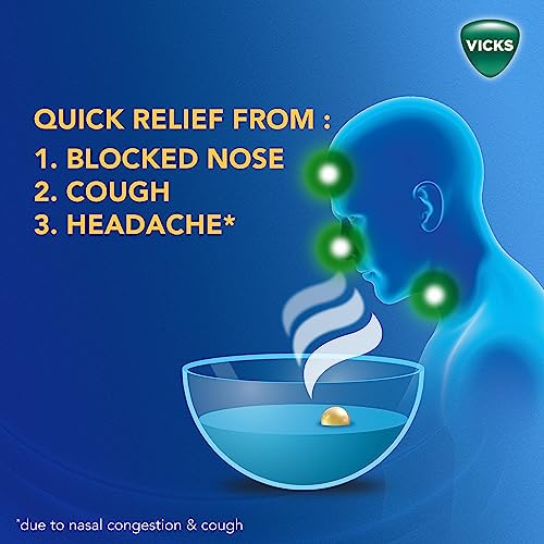 Vicks VapoRub SteamPods 4s, For Steam Inhalation, Quick relief from blocked nose, sinus congestion, headache, and cough due to cold.