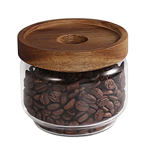 77L Bocal en Verre, 262 ML (8.85 FL OZ), Bocal en Verre avec Couvercle en Bois - Portable hermétique Clair Nourriture Pot de Rangement pour Servir Bonbons, Snack, Miel et Bien Plus Encore Cover