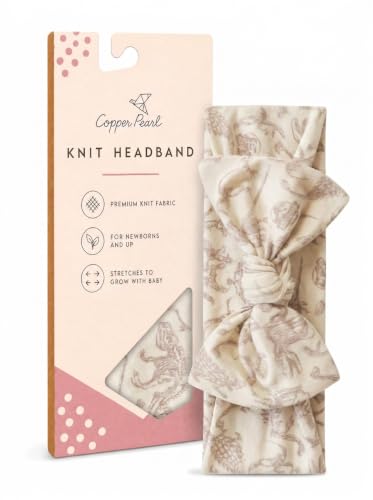 Copper Pearl Baby Bows: Soft and Stretchy Headbands for Baby Girls, Newborn and Toddler Hair Bows and Accessories, Stylish Bow Headband, Jurassic Park Fossils