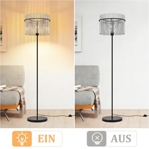 Lámpara de pie de cristal para espacios oscuros con interruptor cómodo 6