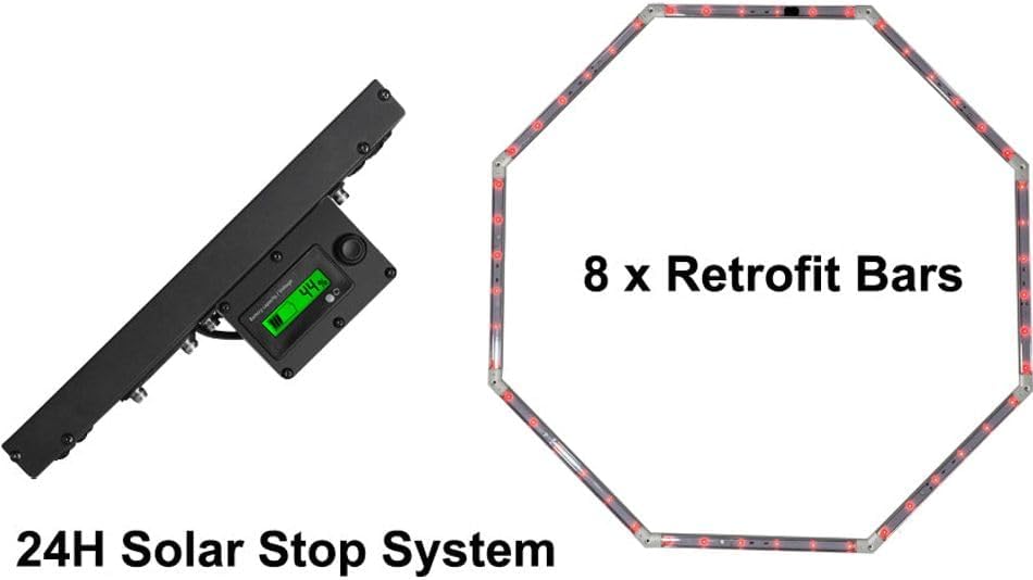 Miniatura 5 de Señal LED de 24 x 24 pulgadas con energía solar, señal de parada octágona, marco de metal resistente al óxido, iluminación de paisaje impermeable,