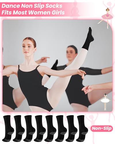 4 Pairs Dance Non Slip Socks with Spin Spot Ankle Compression Socks Ballet Dance Stockings for Women Girls Dancer2