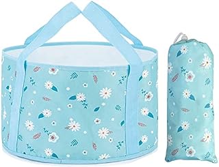 Hoyee multifuncional plegable portátil de viaje al aire libre fregadero plegable cubo para acampada senderismo viajes pesca lavado (Color: azul 18L)