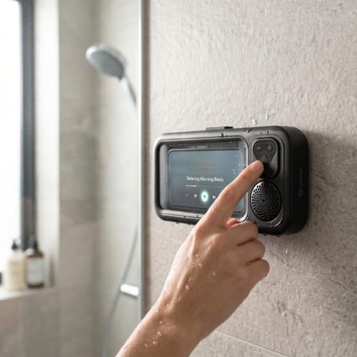 Soporte para teléfono de ducha compatible con móviles de 7 pulgadas y Bluetooth 2