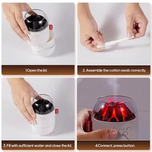 Image of Mini Charcoal Flame Humidifier & Diffuser | LED Atmosphere Light, Aromatherapy Oil Diffuser | Noiseless & Safe with Auto Power Off for Home /Office