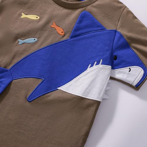Image of HILEELANG Toddler Boy Summer Short Clothes Sets Cotton Crewneck Tees Shorts Pocket Adjustable Knite Shorts Playwear Sets