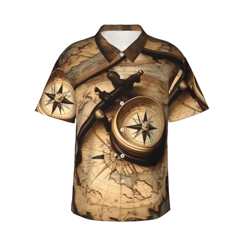 Chemise hawaïenne boussole EdWal et son short assorti pour vos journées décontractées à la plage