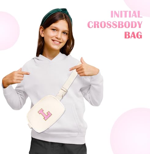Image of COSHAYSOO Birthday Initial Gifts for Teen Girls 6 7 8 9 10 11 12 13 14 Year Old, Girl Crossbody Shoulder Purse Unique Cute Ivory Chenille Letter L