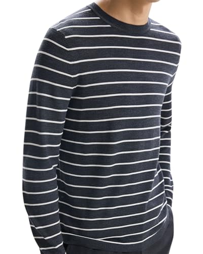 Theory Men's Full Stripe Crew in Novo Merino3