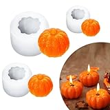(3 Pack) Pumpkin Candle Molds,Halloween Silicone Mold 3D Halloween Pumpkin Silicone Mold for Pumpkin Candles, Soap, Jelly, Chocolate and Pumpkin Crafts Decoration