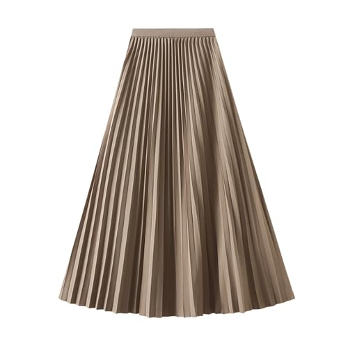 Womens Pleated A-Line Skirt Elastic High Waisted Long Skirts for Casual and Formal Occasions 2025 Trendy Fashion