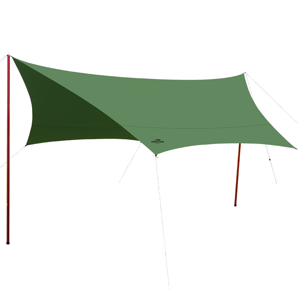 Amazon | Soomloomヘキサタープ4.2mx4.1m 焚き火可 ポール付き ポリ