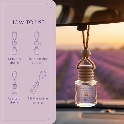 Image of Soul & Scents 16ml Luxury Car Perfume - Urban escape | 2-in-1 Hanging Pod & AC Vent Air Freshener | Car Fragrance Accessory | Premium Glass Bottle with Wooden Cap | Last up to 30 Days | Pack of 2