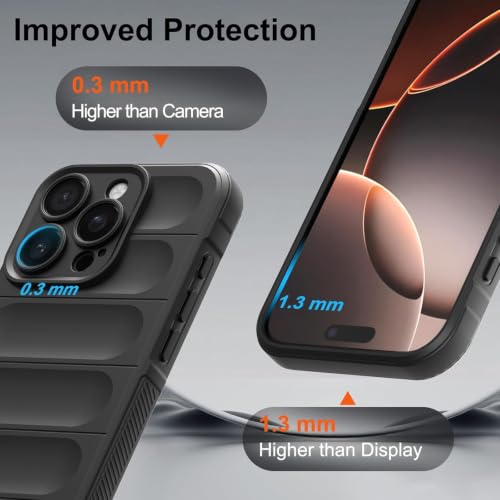 Image of ShieldTech AirGuard Series Back Cover Case for Apple iPhone 16 Pro Max | Microfiber Lining | Airbag Cushion Drop Protection | Shockproof Silicone Cover | Anti Slip Grip - Black for iPhone 16 Pro Max
