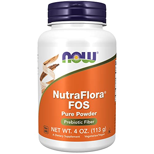 NOW Supplements, NutraFlora FOS (Fructooligosaccharides) Pure Powder, Prebiotic Fiber, 4-Ounce