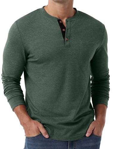 Sailwind Men's Henley Shirts Long Sleeve Cotton Button T-Shirt Casual Stylish Classic Pullover Shirt with Pocket