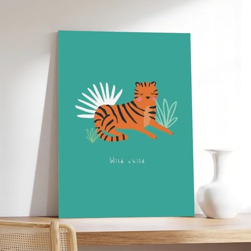 Leinwand-Poster, Motiv: Kleiner Tiger, Wildkind, Wandkunst, Dekor, Bild, Gemälde für Wohnzimmer, Schlafzimmer, Dekoration, 20 x 30 cm