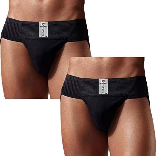 WMXGym Supporter Trainer Ezee Stretch Cotton Flex Jockstrap with Cup Pocket. Sports Fitness & Recovery (Hernia) - Pack of 2