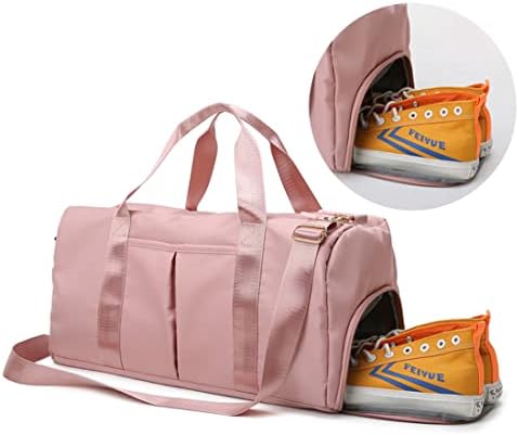 Sports Gym Bag for Women and Man Travel Bag with Shoes Compartment Dry&Wet Pocket Gym Duffel Bag Weekender Bag (Pink) 7 Sports Gym Bag for Women and Man Travel Bag with Shoes Compartment Dry&Wet Pocket Gym Duffel Bag Weekender Bag (Pink)