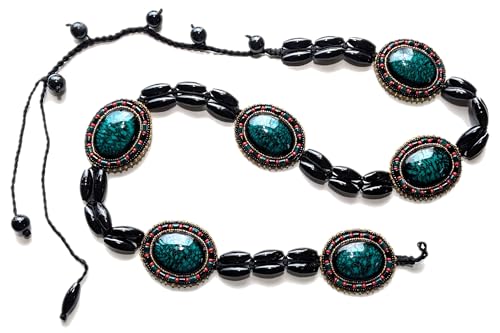 Ceinture en porcelaine verte et noire : élégance artisanale d'exception