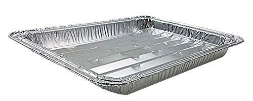 Pack of 25 Disposable Aluminum Broiler Pans – Good for BBQ, Grill Trays – Multi-Pack of Durable Aluminum Sheet Pans – Ribbed Bottom Surface - 13.40" x 9" x 0.85"