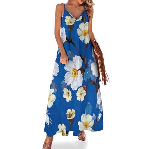 Robe longue blanche femme été sans manches ultra légère pour voyage et plage