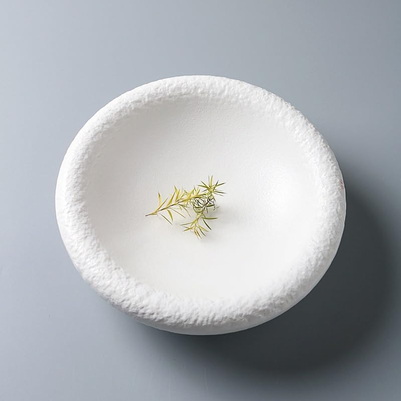Assiettes À Desserts Assiette ronde créative en céramique givrée forme de tambour, blanche mate, for le froid, personnalisée, idéale for les desserts et pâtisseries occidentales Vaisselle De Dîner(A)